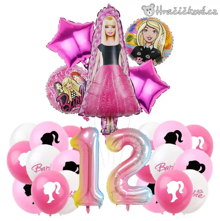 Barbie narozeninová balónková sada 15 ks | Balónky s číslem 1–13