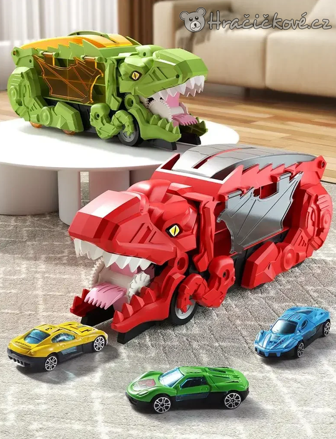 Dinosauří autodráha s 6 autíčky | T-Rex červený nebo zelený