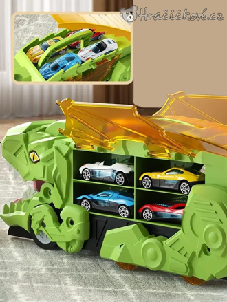 Dinosauří autodráha s 6 autíčky | T-Rex červený nebo zelený
