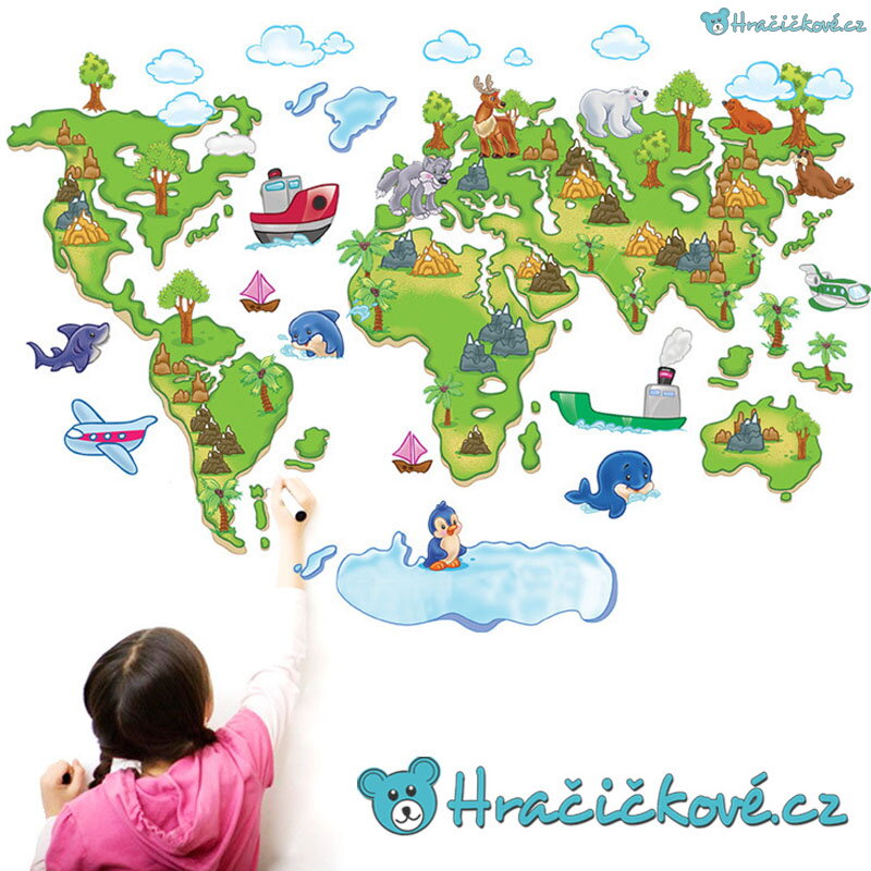 Kreslena Mapa Sveta Samolepka Na Zed Vel 120x80cm