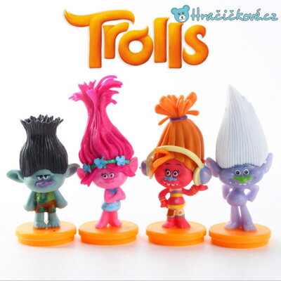 Čtyři figurky z filmu Trolové (Trolls)