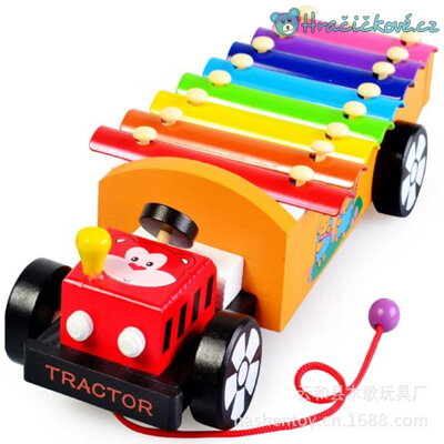Tahací dřevěné auto xylofon