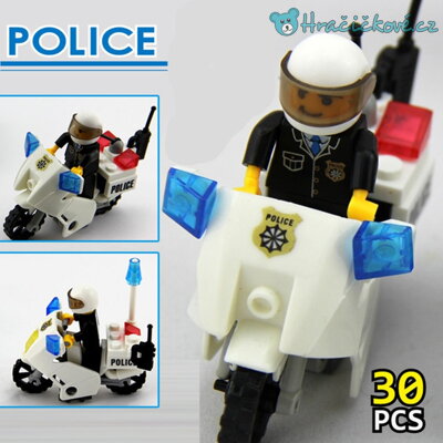 Policejní motorka s policistou 30ks (stavebnice typu Lego)