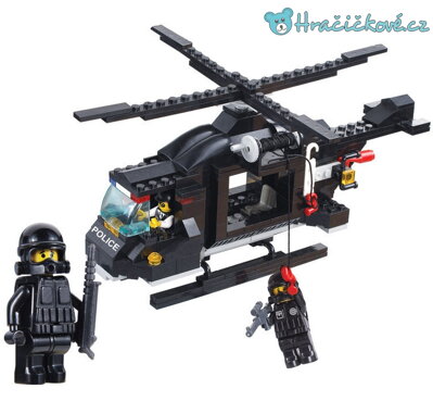 Policejní černý vrtulník, 219 dílků (stavebnice typu Lego)