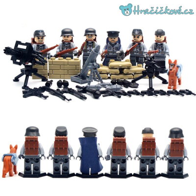 Vojáci z druhé světové války, 6ks (stavebnice typu Lego)