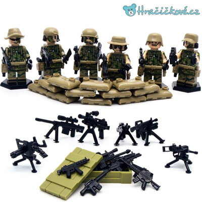Zásahová vojenská jednotka, 6ks (stavebnice typu Lego)