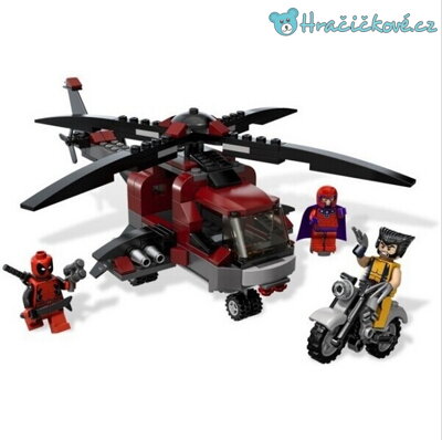 Super hrdinové s vrtulníkem (stavebnice typu Lego)