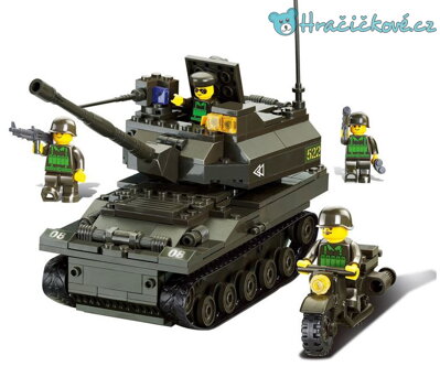 Tank s vojáky, 258 dílků (stavebnice typu Lego)