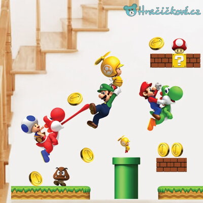 Super Mario samolepka na zeď, složená 60x30cm