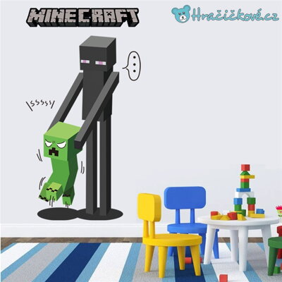 3D samolepka Minecraft , Creeper a Enderman, 70x50 cm