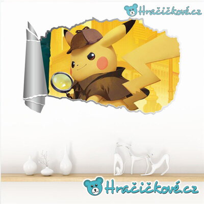 Pokemon, samolepka na zeď, typ 1 – detektiv Pikachu