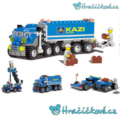 Modrý kamion KAZI, 163 dílků (stavebnice typu Lego)