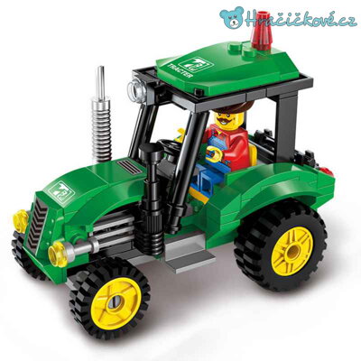 Zelený traktor, 112 dílků (stavebnice typu Lego)