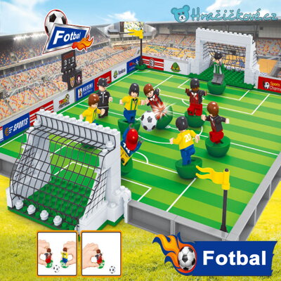 Stavebnice fotbalového hřiště s figurkami typu lego