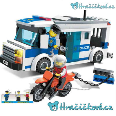 Policejní auto s vězněm na motorce, 204 ks (stavebnice typu Lego)