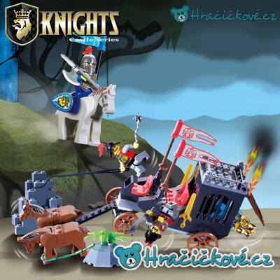 Velký kočár a rytíř na koni Knights, 160 dílků (stavebnice typu Lego)