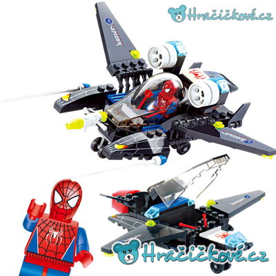 Spiderman a stíhací letadlo, 112 dílků, (stavebnice typu Lego - Avengers)