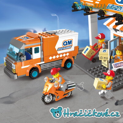 Poštovní auto, motorka a sklad Express, 334 dílků (stavebnice typu Lego)