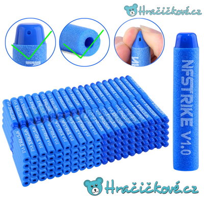 Kvalitní náboje typu Nerf NFSTRIKE V1.0, 100 kusů 