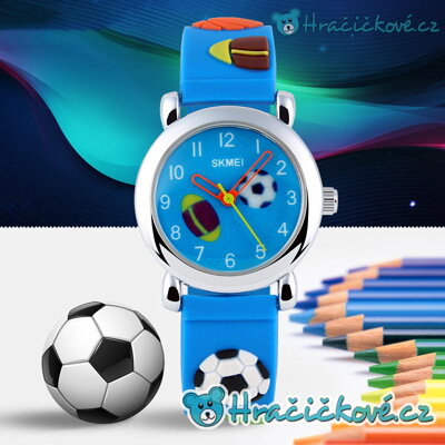 Chlapecké náramkové modré hodinky s motivem fotbal