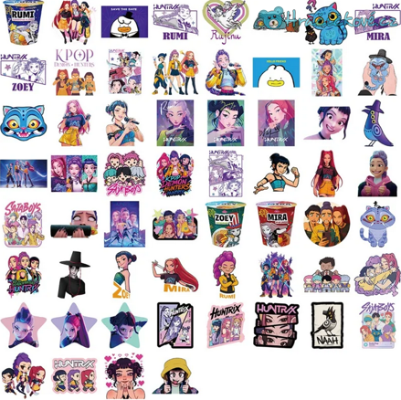 Samolepky 50/100 ks K-pop: Lovkyně démonů (Demon Hunters)