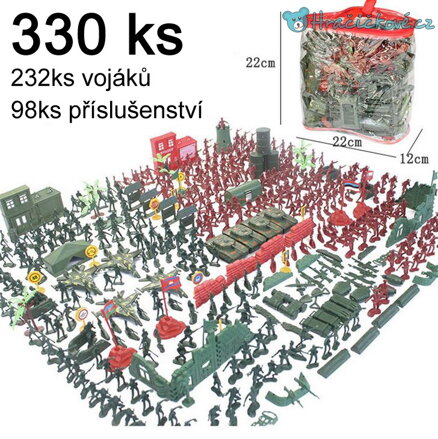 Velká sada 290 kusů plastových vojáčků (vojáků) a příslušenství