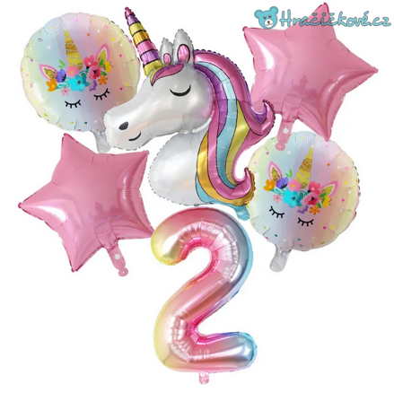 Jednorožec - Unicorn narozeninový set balonků 7ks