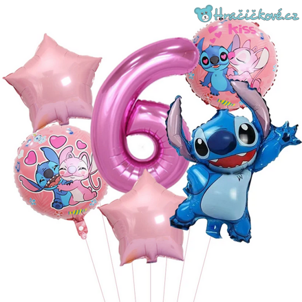Lilo & Stitch narozeninový set balonků 6ks, typ 2