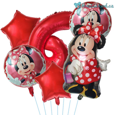 Červená Minnie narozeninový set balonků 6ks