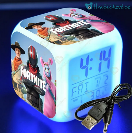 Fortnite – digitální LED budík (hodiny), 7 barev, typ 3