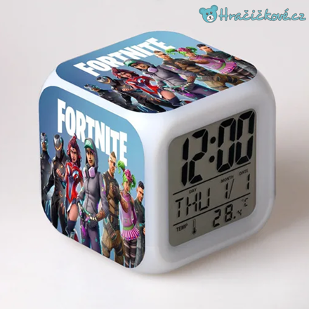 Fortnite – digitální LED budík (hodiny), 7 barev, typ 1
