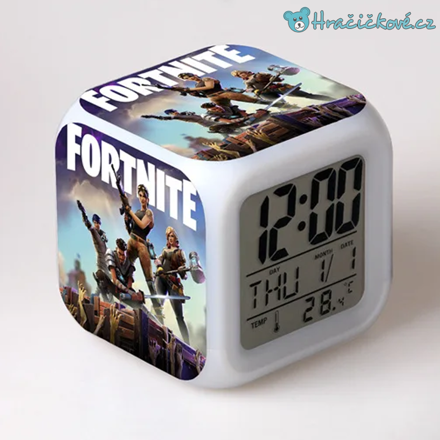 Fortnite – digitální LED budík (hodiny), 7 barev, typ 3