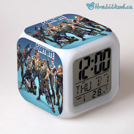 Fortnite – digitální LED budík (hodiny), 7 barev, typ 5
