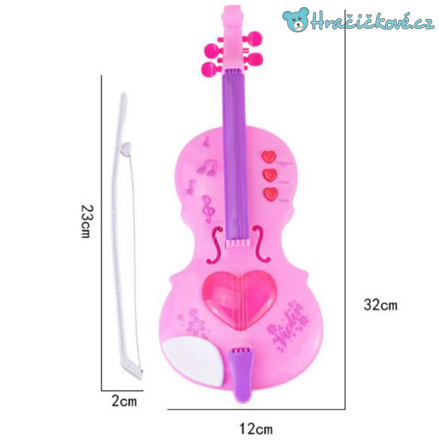 Růžové housle se zvukem 28 cm 