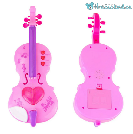 Růžové housle se zvukem 28 cm 