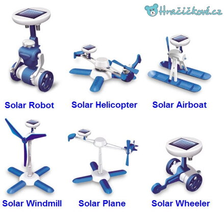 Solární stavebnice 6 v 1 - modré stroje