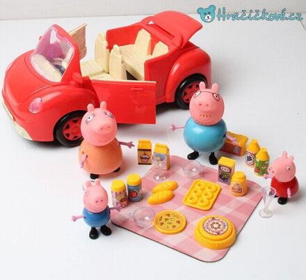 Figurky rodiny s autíčkem Prasátko Peppa - Pepina (Peppa Pig)