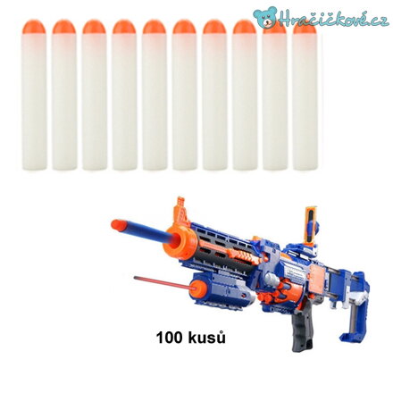 Náhradní náboje (šipky) do pistole Nerf, 100 Ks, vel. 7.2cm - bílé 