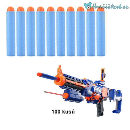 Náhradní náboje (šipky) do pistole Nerf, 100 Ks, vel. 7.2cm - světle modré 