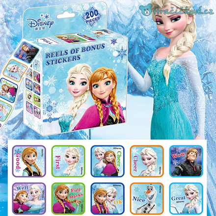200 ks samolepek Ledové království (Frozen), vel. 3x3cm
