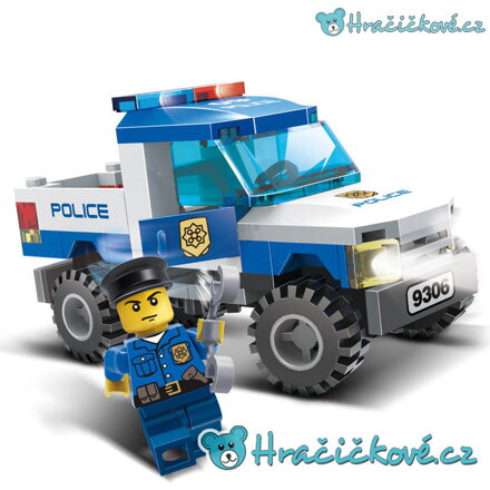 Policejní auto s policistou, 84ks (stavebnice typu Lego)