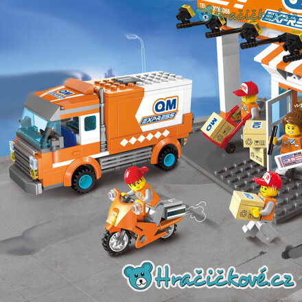 Poštovní auto, motorka a sklad Express, 334 dílků (stavebnice typu Lego)