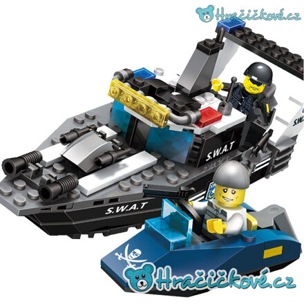 Policejní zásahová loď SWAT se člunem, 166 dílků (stavebnice typu Lego)