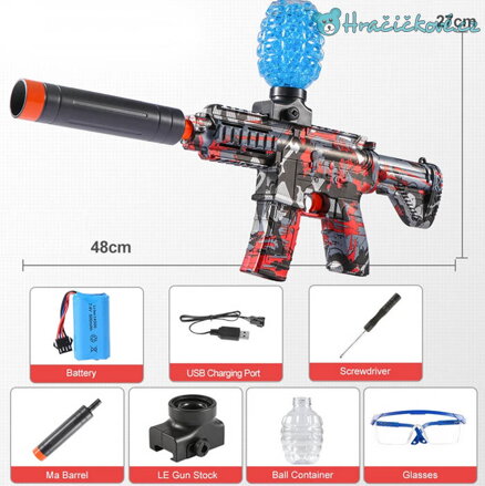 Elektrický samopal typu NERF na vodní kuličky, 4 barvy Elektrický samopal typu NERF na vodní kuličky, 4 barvy
