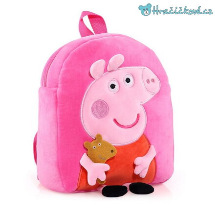 Plyšový batoh z pohádky Prasátko Peppa - Pepina (Peppa Pig) – červený