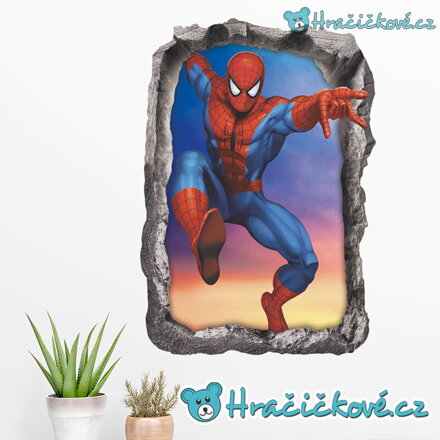 Samolepka Spiderman v rozbité zdi, vel.70x50cm