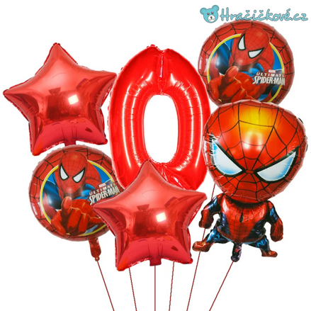 Spiderman narozeninový set foliových balonků - červený set