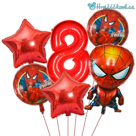 Spiderman narozeninový set foliových balonků - červený set