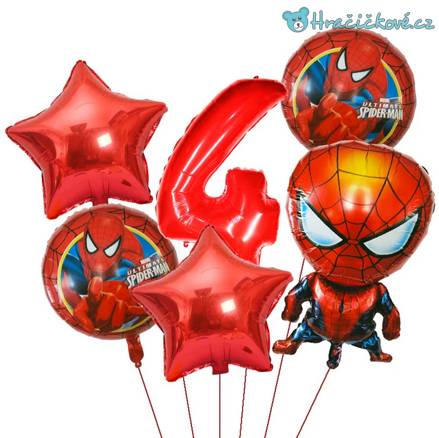 Spiderman narozeninový set foliových balonků - červený set