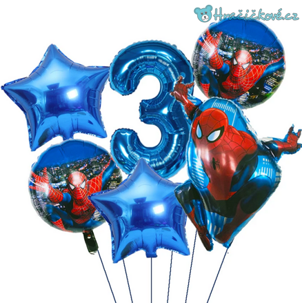 Spiderman narozeninový set foliových balonků - modrý set